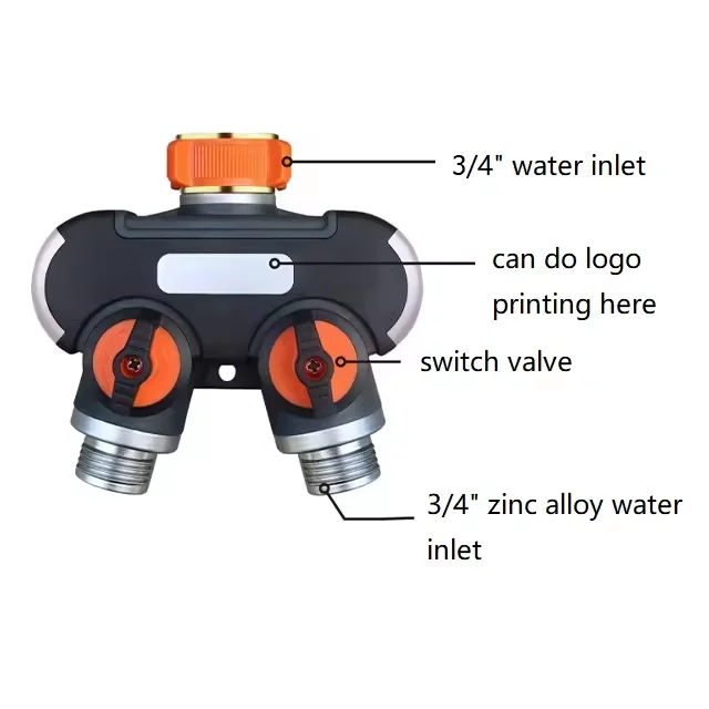 Factory Direct Sell  2 Way Heavy Duty metal Y Splitter  3/4 inch Thread Faucet Splitter