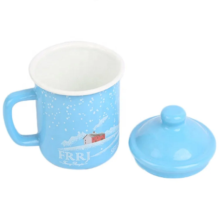 Factory Price Roll Rim Printing Custom 12oz Enamel Mug