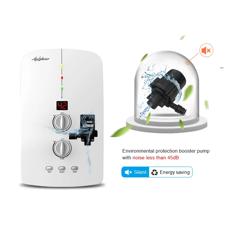 Anlabeier brand booster pump electric instant tankless water heater low water pressure small hot water heater