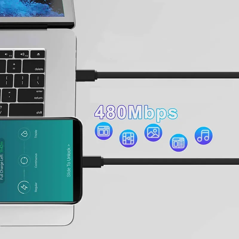 PD 60W USB C Retractable Data Cable For Macbook Fast Charging Cord Compatible with Type C Mobile Phone Switch Tablets and More