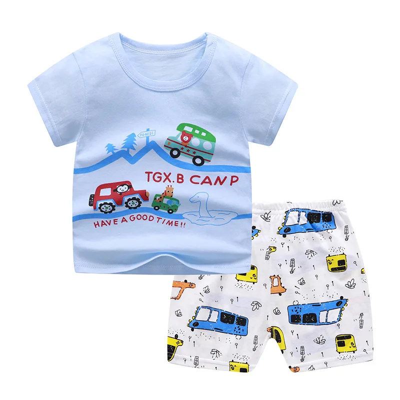 Brand Designer Cartoon Clothing  Baby Boy Summer Clothes T-shirt+shorts Baby Girl Casual Clothing Sets
