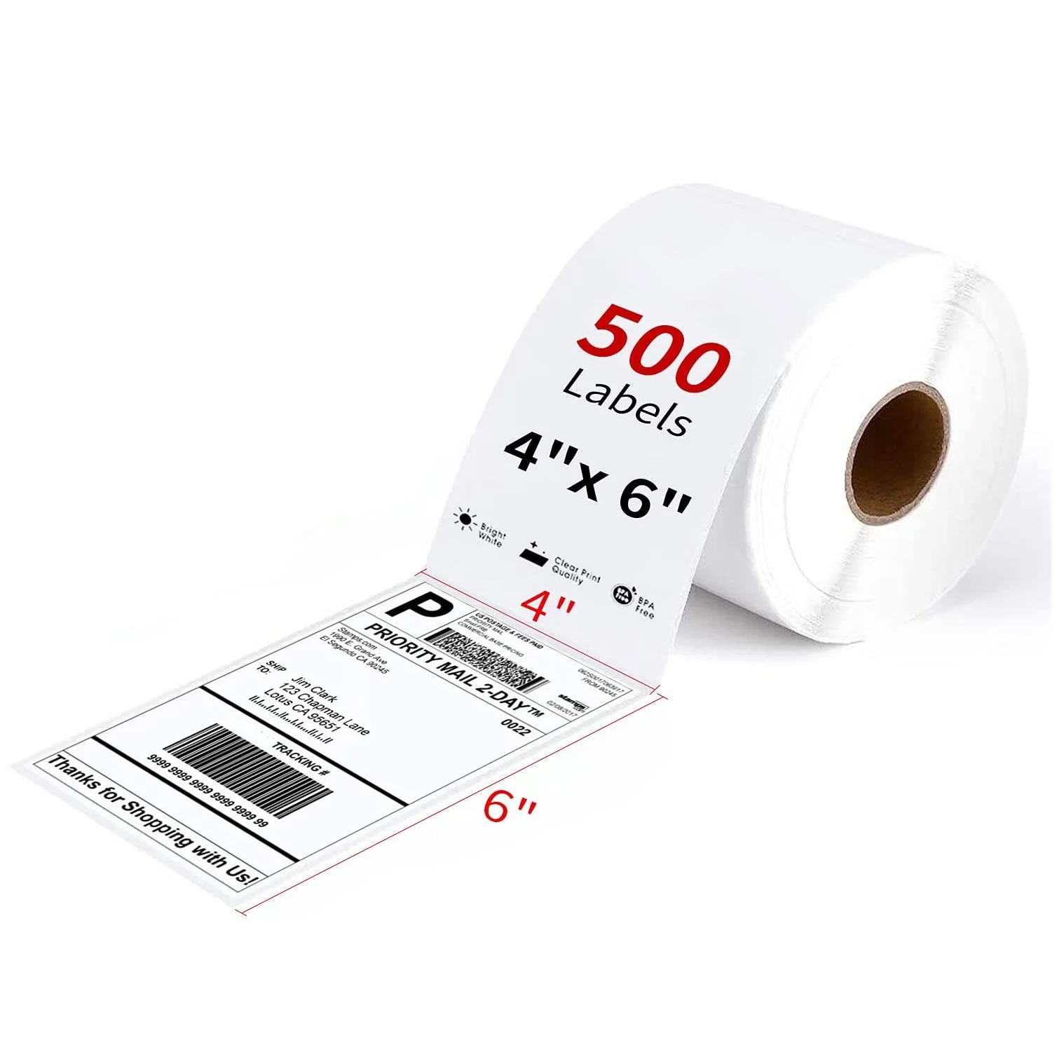 500pcs/Roll Waterproof A6 Logistics Waybill Sticker 100x150mm Direct Thermal Shipping Label Adhesive Paper 4x6 Kertas Label