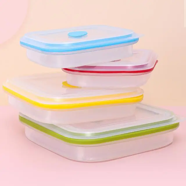 1200 ML Hot Selling Microwave Safe Collapsible Pure Silicone Lunch Box eco-friendly reusable silicone bento box