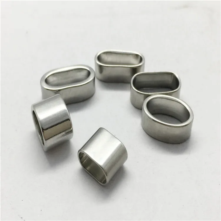 Wholesale Stainless Steel Spacer Ring Engravable Leather Cord Bracelet Oval Tube Large Hole Spacer Sliders DIY Jewelry