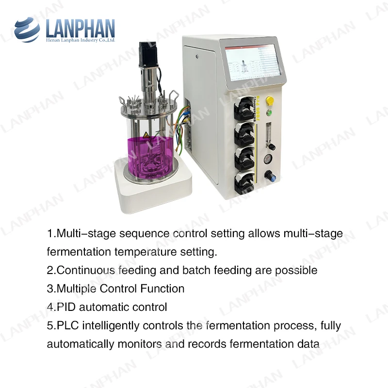 Lab Scale Glass Benchtop Yeast Protein Plant Mycelium Bioreactor