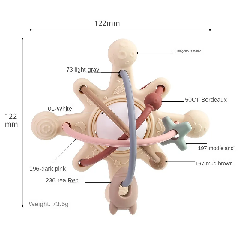 Baby Hand Grab Ball Soft Rubber Ring Bed Bell Molded Tooth Glue Comfort Bite Le 0-3 Year Old Baby Toy