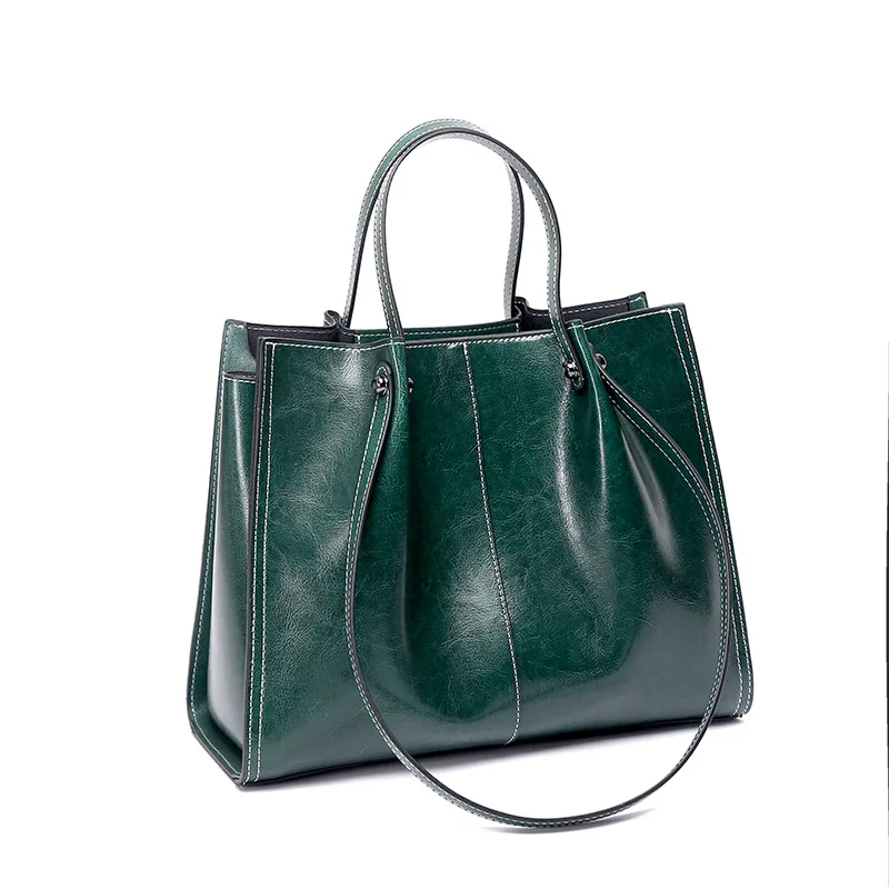 Large Capacity Female Real Leather Handbag Vintage Shoulder Tote Bags High Quality Genuine Leather Handbags For Women Luxury