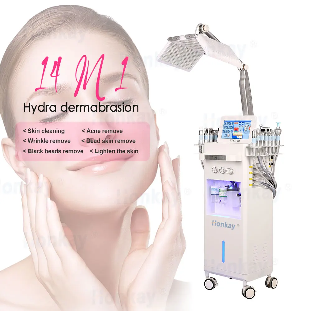 New Arrival 14 In 1 Multifunctional Hydra High Frequency Aqua Water Peeling Facial Machine With Pdt Led Light