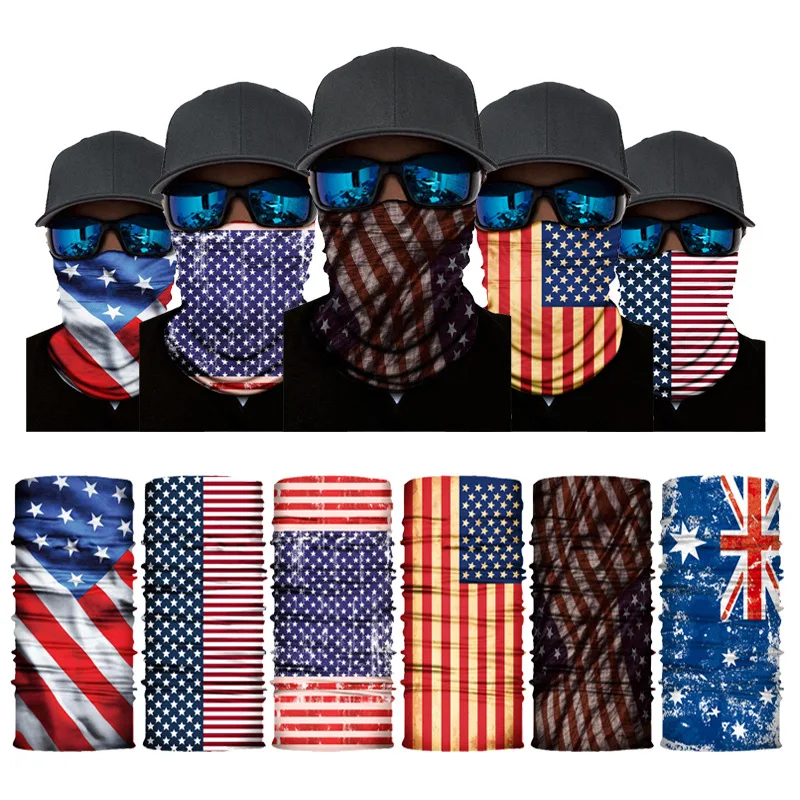 JSJM Wholesale Flag Series Magic Turban Sunscreen Mask Multifunctional Outdoor Variety Turban Riding Mask