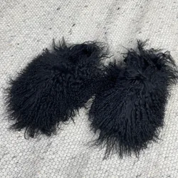 2022 winter new fashion animal sheepskin pink luxury real furry frenzy slippers fluffy flat mongolian fur slides for women
