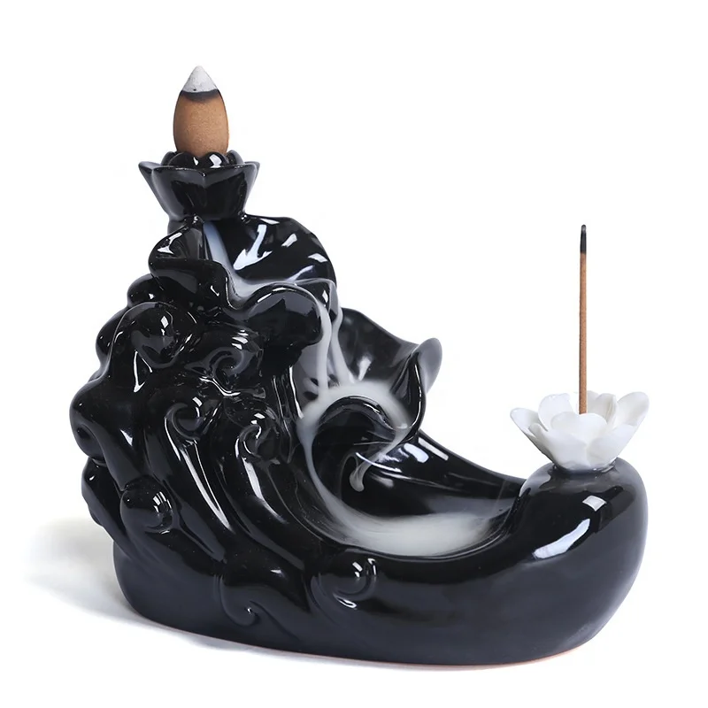 Factory wholesale creative ceramic ornaments incense insert tower incense backflow incense burner