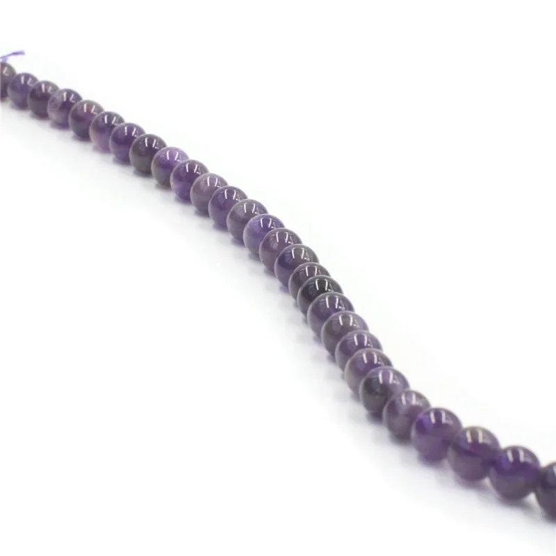 Wholesale Loose Bead Strand Round 8mm 46pcs Gemstone Purple Amethyst Stone Beads For Jewelry Making