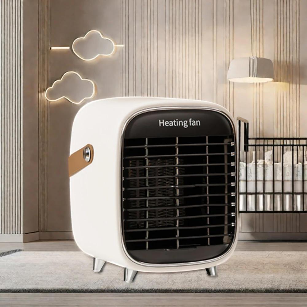 Portable 1000w PTC Electric Fan Heater Fast & Safe Home & Desktop Space Heater with Lighting & Overheat Protection for Winter