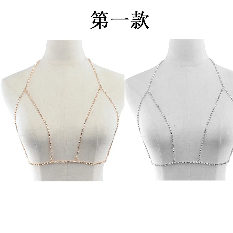 2021 trendy women Shiny Rhinestone Body Chain Sexy crystal Chest