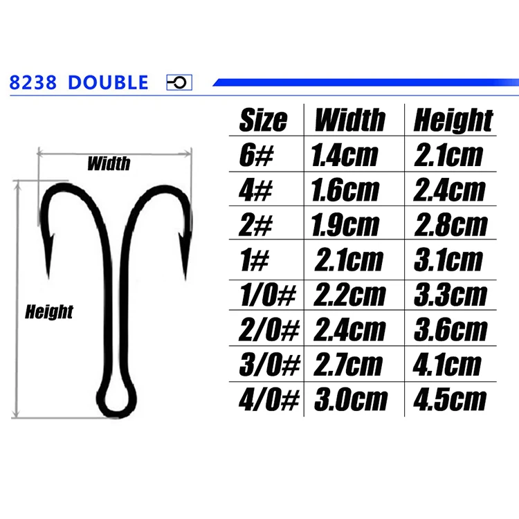 DORISEA High Carbon Steel 8238 Double Hook Soft Worm Ray Frog Fly Fishing Hook For Jig Bass