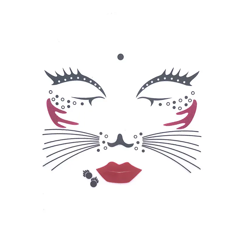 Hallow face glitter stickers skull skeleton face temporary tattoo sticker Rave festival body temporary tattoos