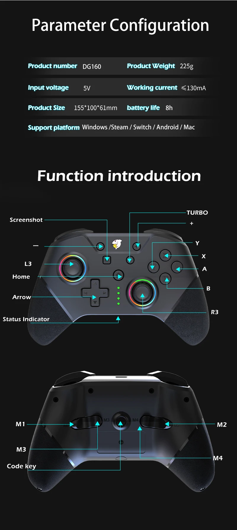 DOUYU DG160 Gamepad Wholesale Multi-function Wireless Game Controller Joystick Gamepad