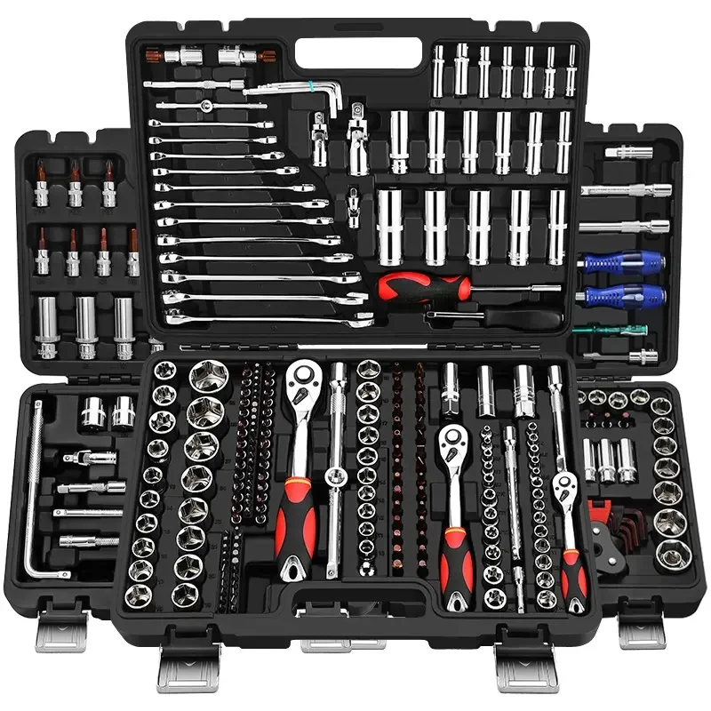 216Pcs Socket Wrench Kits Auto Repair Tool Socket Ratchet Spanner Sets for Home Hardware Kit Tool Boxes with Plastic Box Package
