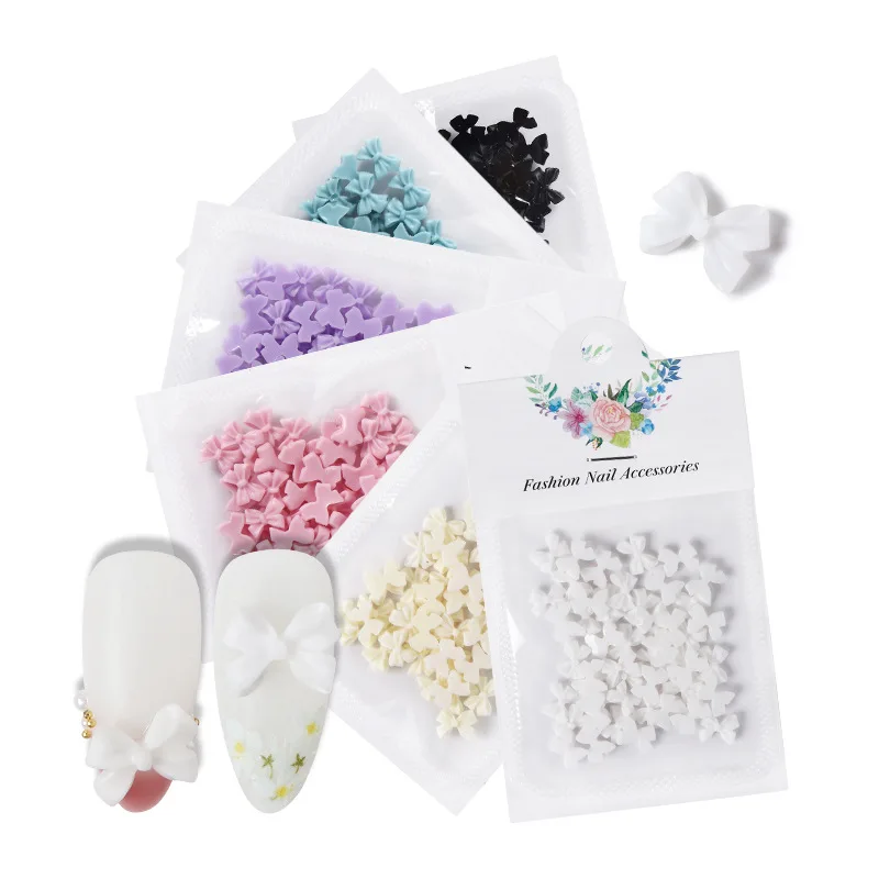 Black White Pink Violet Colorful Ribbon Bow Japanese Korean Jewelry Accessories Press On Nail Charms