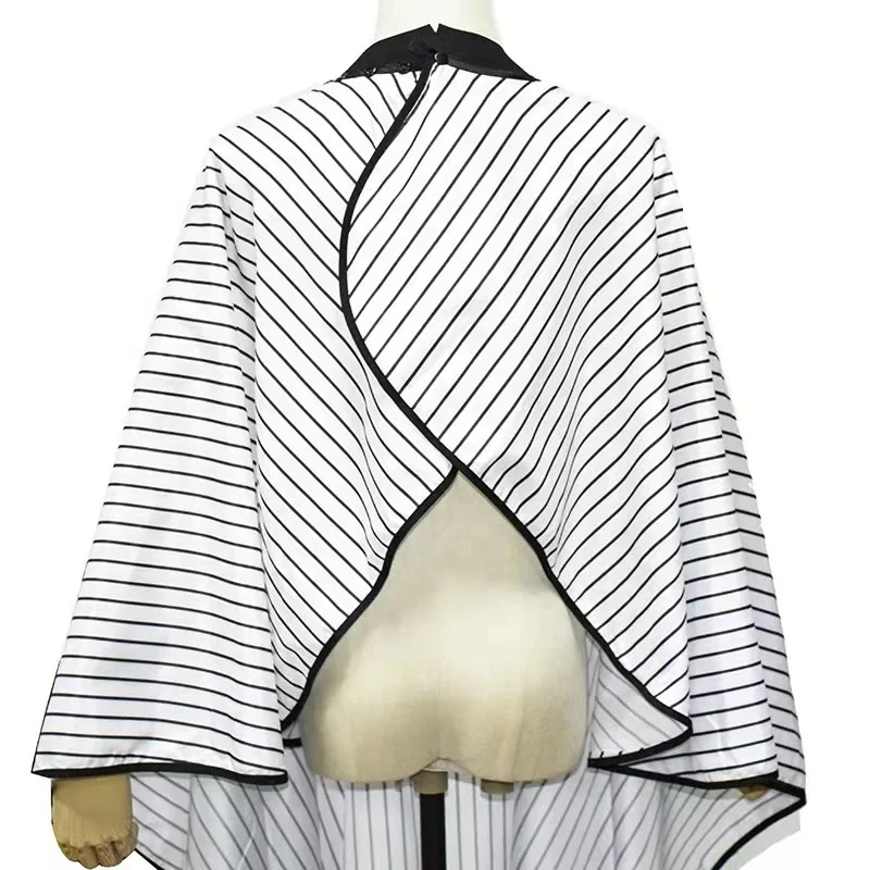 High Quality Hair Cutting Cape Salon New Design Silicone Neck Waterproof Hairdressing Stripe Barber Capes Apron