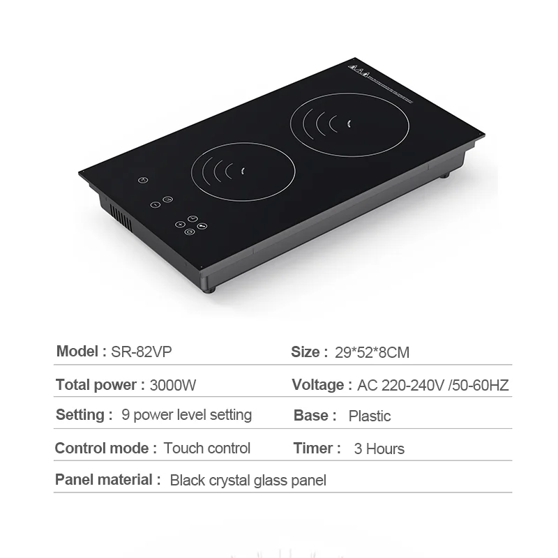 Professional Product 3000W Dual Cooker 9 Power Level Setting Induction Cooktop 2 Burner Heater Induction Cooker
