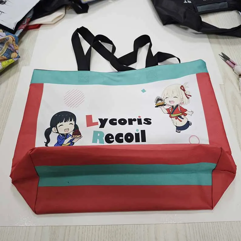 Large Capacity 600D Polyester Printed Double-Sided Shoulder Beach Tote Bag Cute Cartoon Character Canvas 600D Cute Canvas
