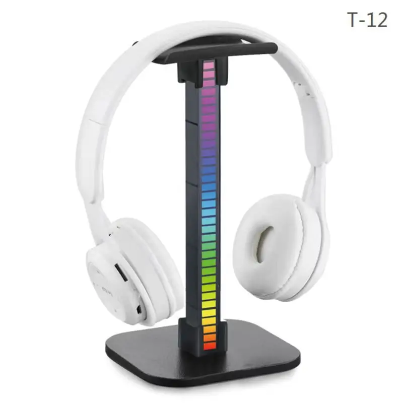 Head mounted gaming headphone stand RGB luminous headphone display stand USB interface detachable pickup light