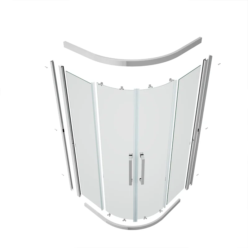 China Supplier Wholesale Bathroom Prefabricated Unit Tempered Glass Arc Shape Sliding Shower Room Cabins
