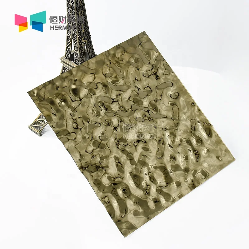 конструкционная для кухонных шкафов, с рисунком в виде водной ряби цвет нержавеющей стали лист для потолка и стен украшения