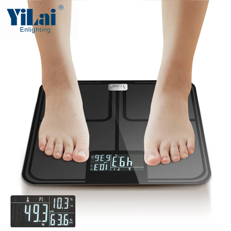 180kg ITO glass body analyzer with fat measurement sensor professional body fat measurement digital multifunction body fat scale