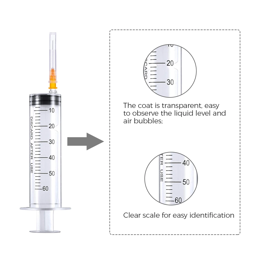 KDL CE ISO Certificate High Quality  3 parts Disposable Luer Lock Syringe 2ml 3ml  5ml 10ml 20ml 50ml 60ml Syringe with Needle