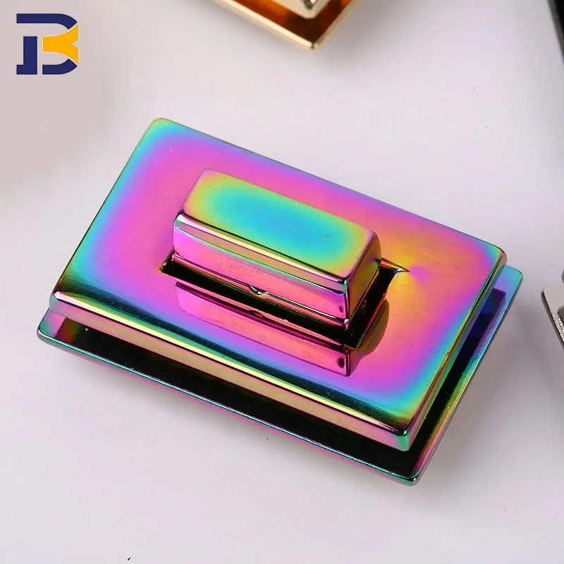 China Lock Manufacturer Custom Bag Accessories Rectangle Turn Lock Handbag Hardware Metal Twist Lock