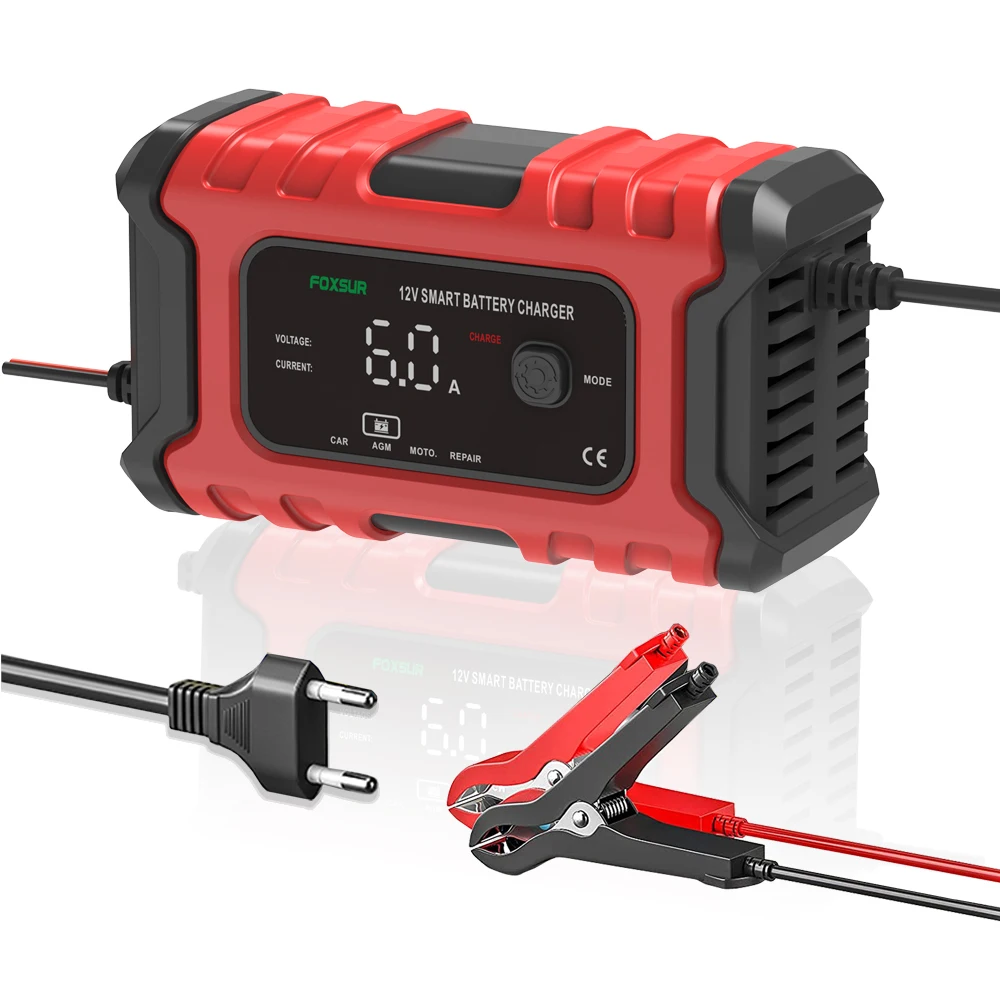 Automatic Motorcycle car battery charger 12V 6A Automatic Pulse Repair 12 VOLT Maintenance Dry Water battery charger