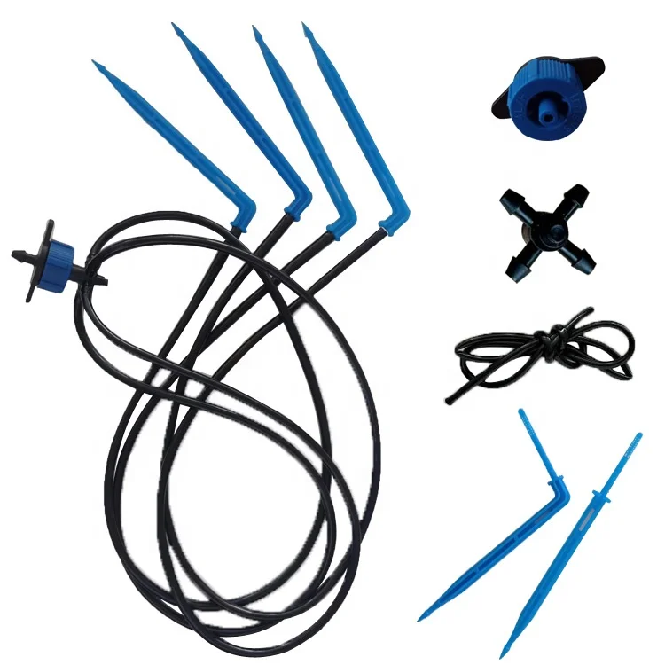 Greenhouse Drip Irrigation System 4 Branches Plastic Bend And Straight Drip Arrow With Tubing