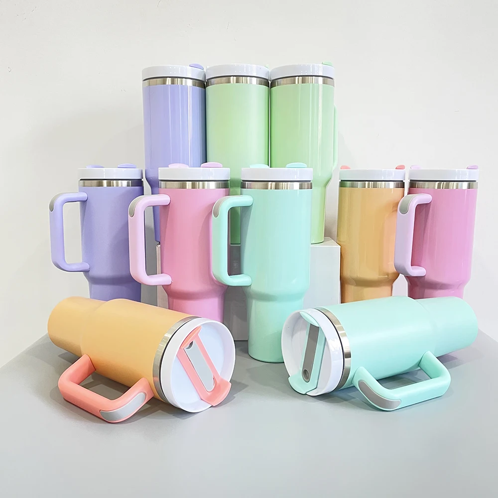 Mix Colors H2.0  USA Warehouse 40 oz Tumbler With Handle Sublimation Blanks For Girl Gift