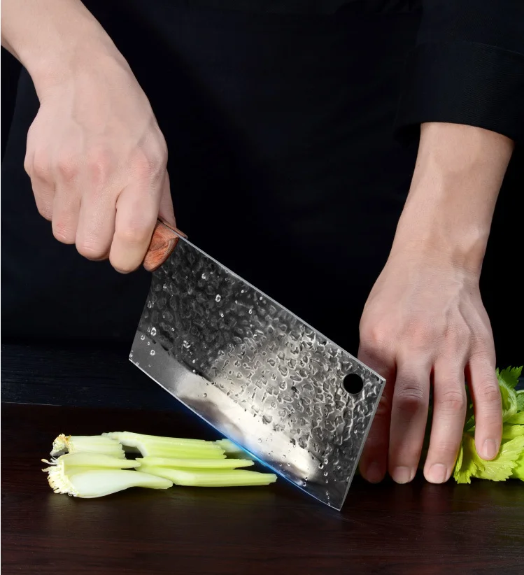 Home kitchen traditional hand forged 5cr15mov cleaver knife butcher for meat bone Chinese Cleaver chopper