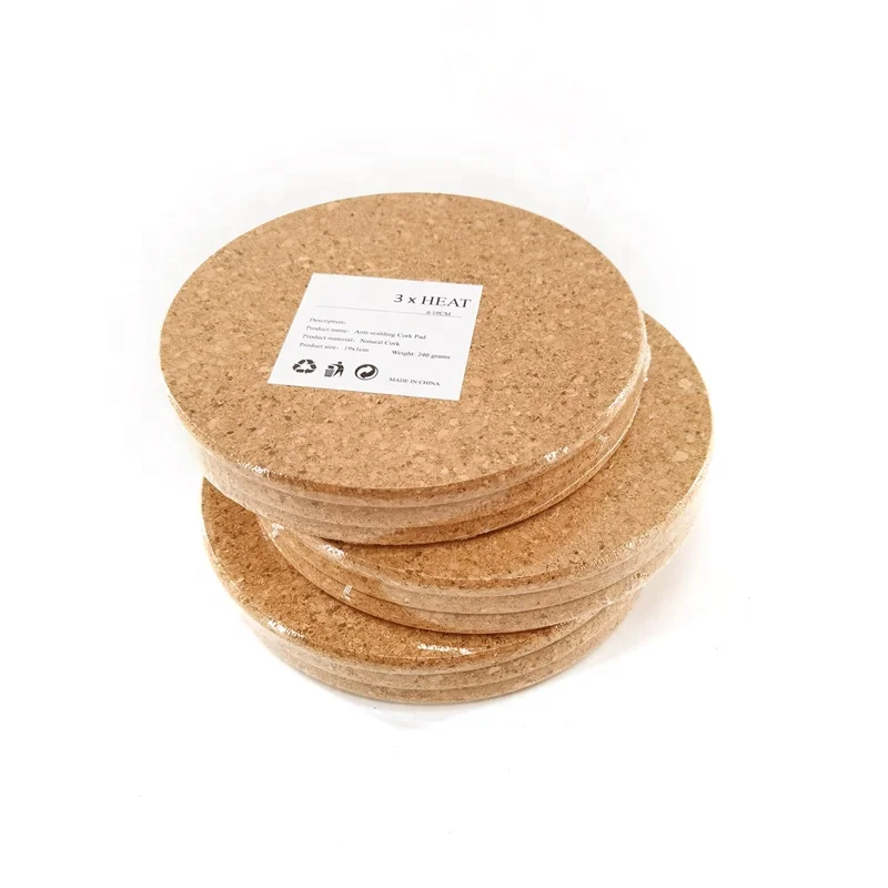 3pcs Round Cork Hot Pot Stand Pot Pad Table Mat 3PCS/SET