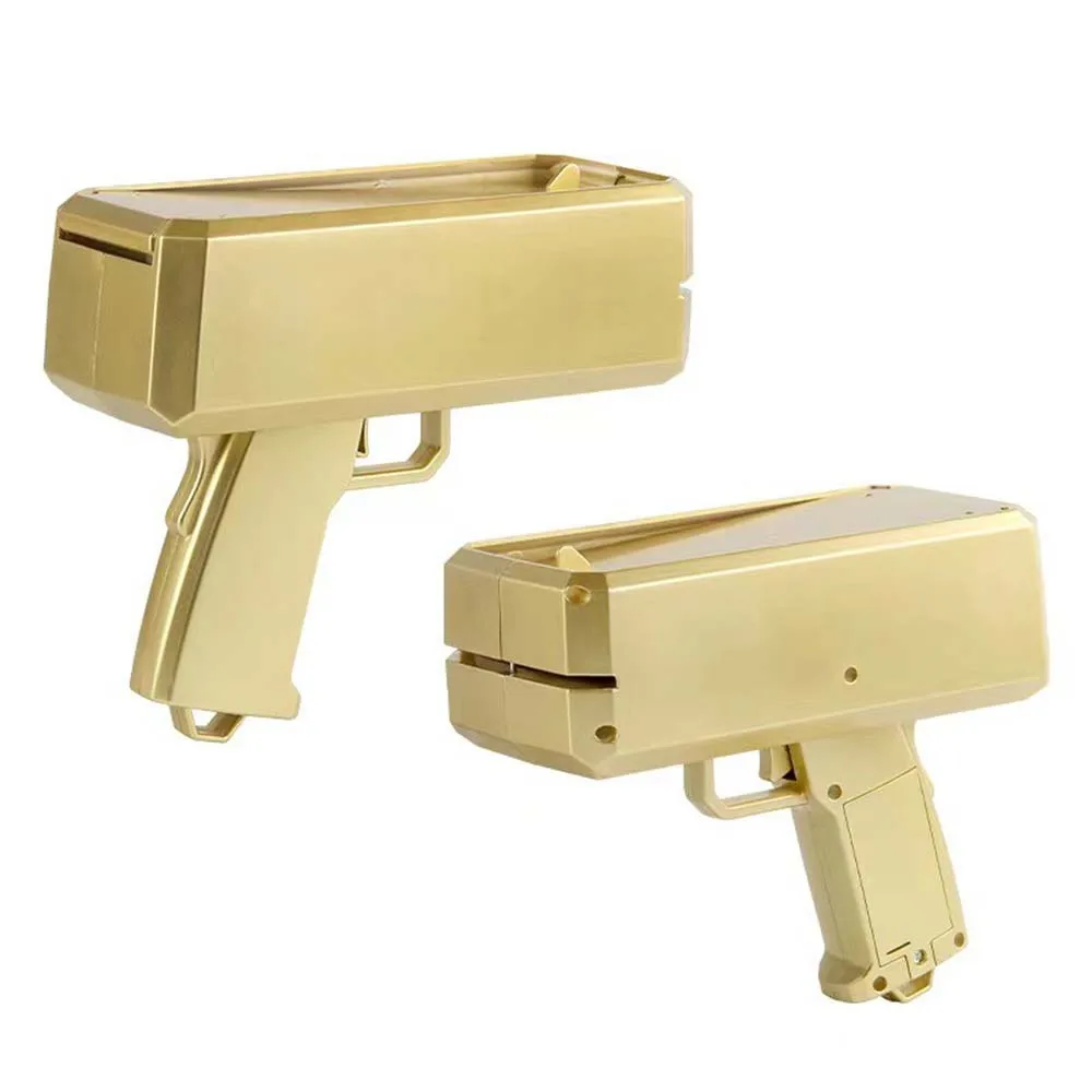 Gold Money Gun Make Cash Money Rain Dollar Bill Plastic Gun Box Shot Spread the Real Gold Money Gun Toy for Party