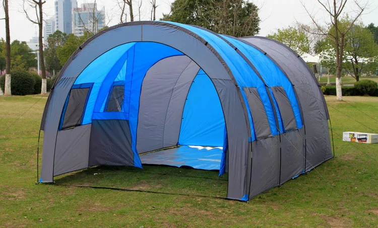 1 Bedroom 2 Living Room tent Travel Multi-person team rainproof 8-10 person tunnel tent