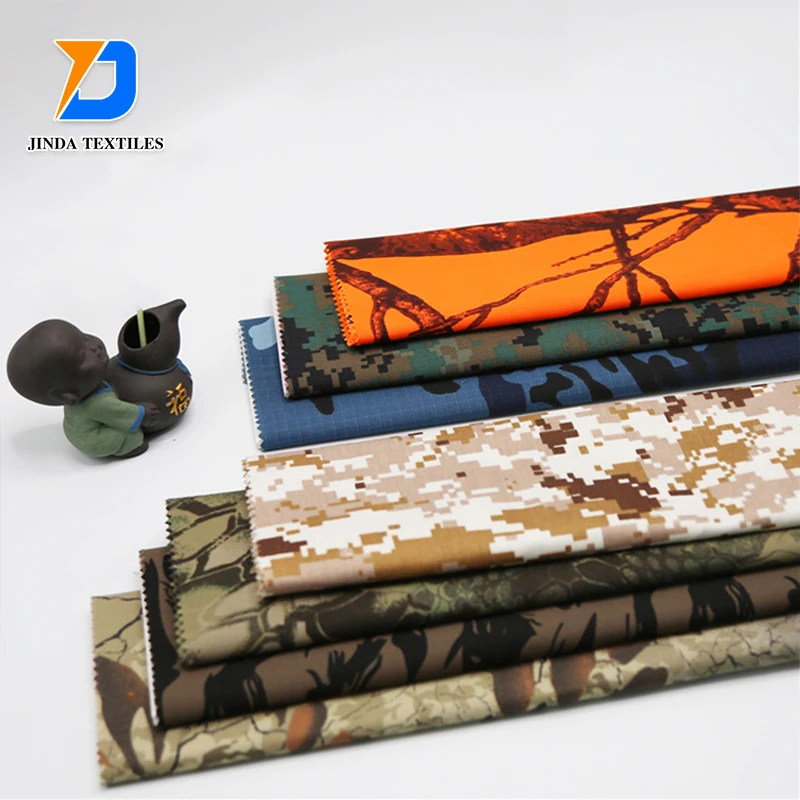 Jinda custom  digital  waterproof cotton twill outdoor polyester cheap ripstop   camouflage fabric
