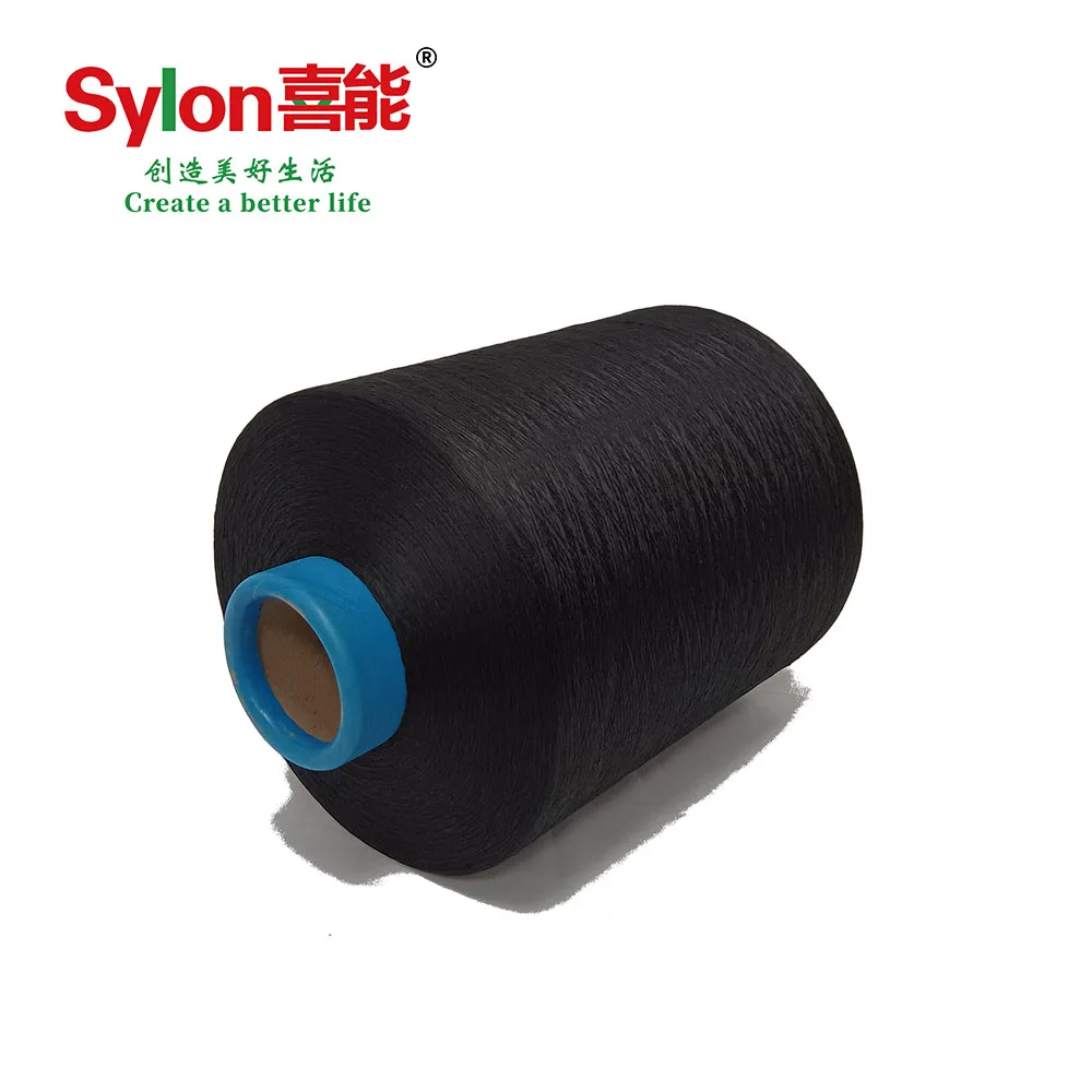 Factory Direct Sales Black Polyester Antibacterial Copper Fiber Dty for Knitting  75D/72f  150D/144f