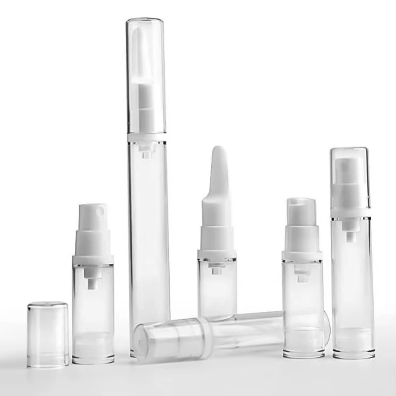 Mini AS Airless Pump Bottle 5ml 10ml 15ml Lotion Pump and Spray Pump Available To Match For Cream Perfume Plastic Packaging