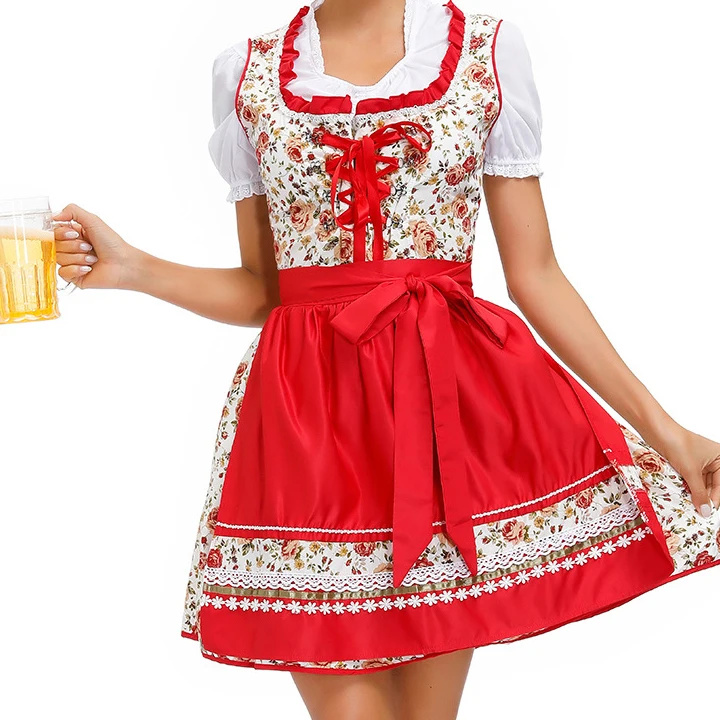 Новое поступление 2021, Кружевной Фартук Dirndl, модные костюмы, юбка официантки, Немецкий Октоберфест, баварийское женское платье горничной