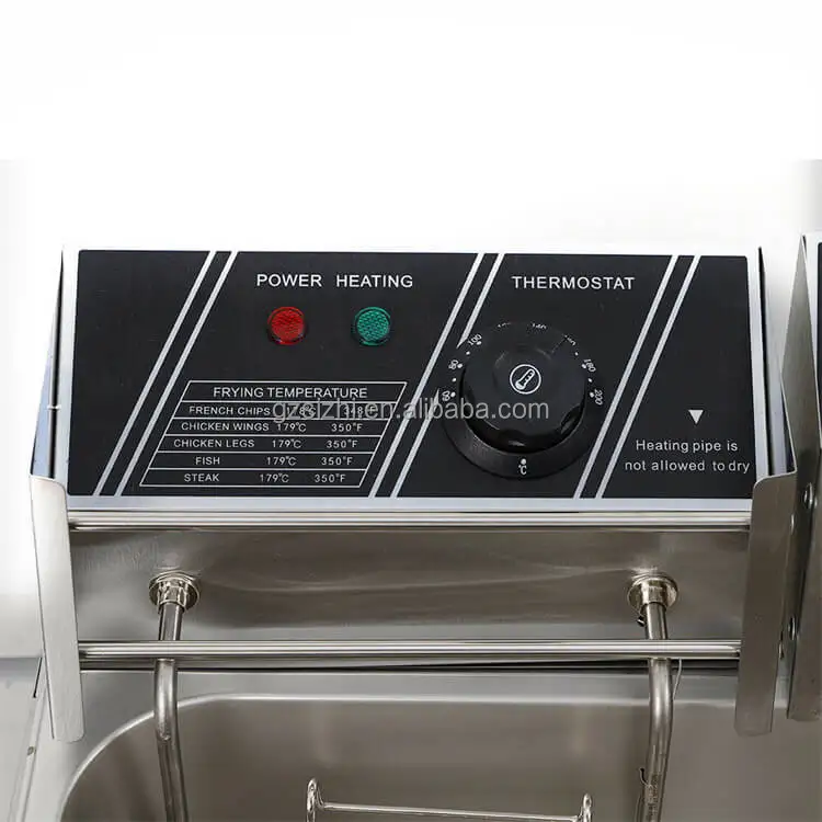 2-Tank 2-Basket Electric Fryer Steel Key Stainless Power Plate Electric Fryer