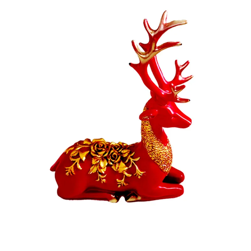 Creative Chinese Auspicious Deer Resin Crafts Elk Sculpture Set Decorations for Home Wine Cabinet Decorations Housewarming Gifts