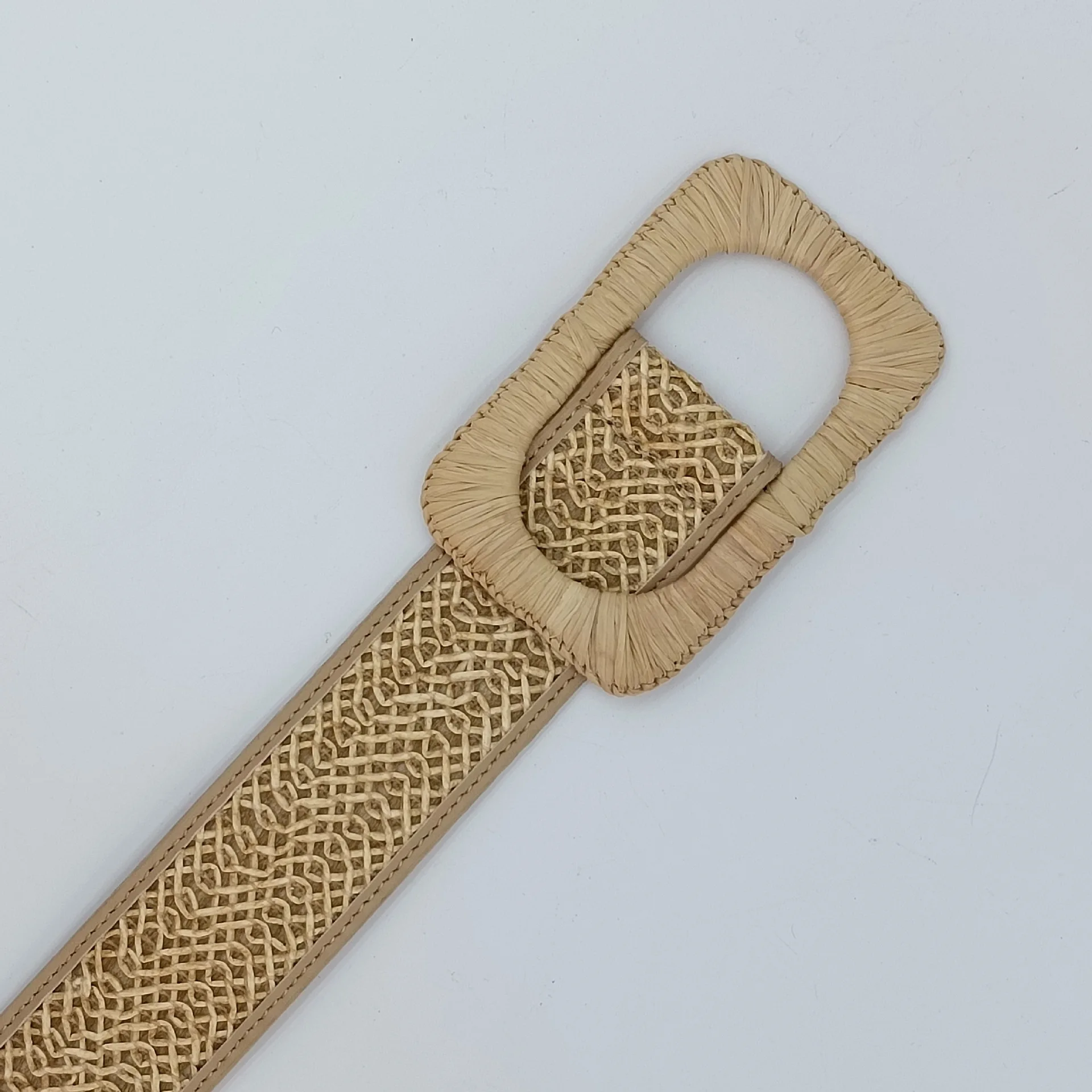 Rewin Boho Braided Dress Belts With Square Buckle Straw Woven Elastic Stretch Belts Women