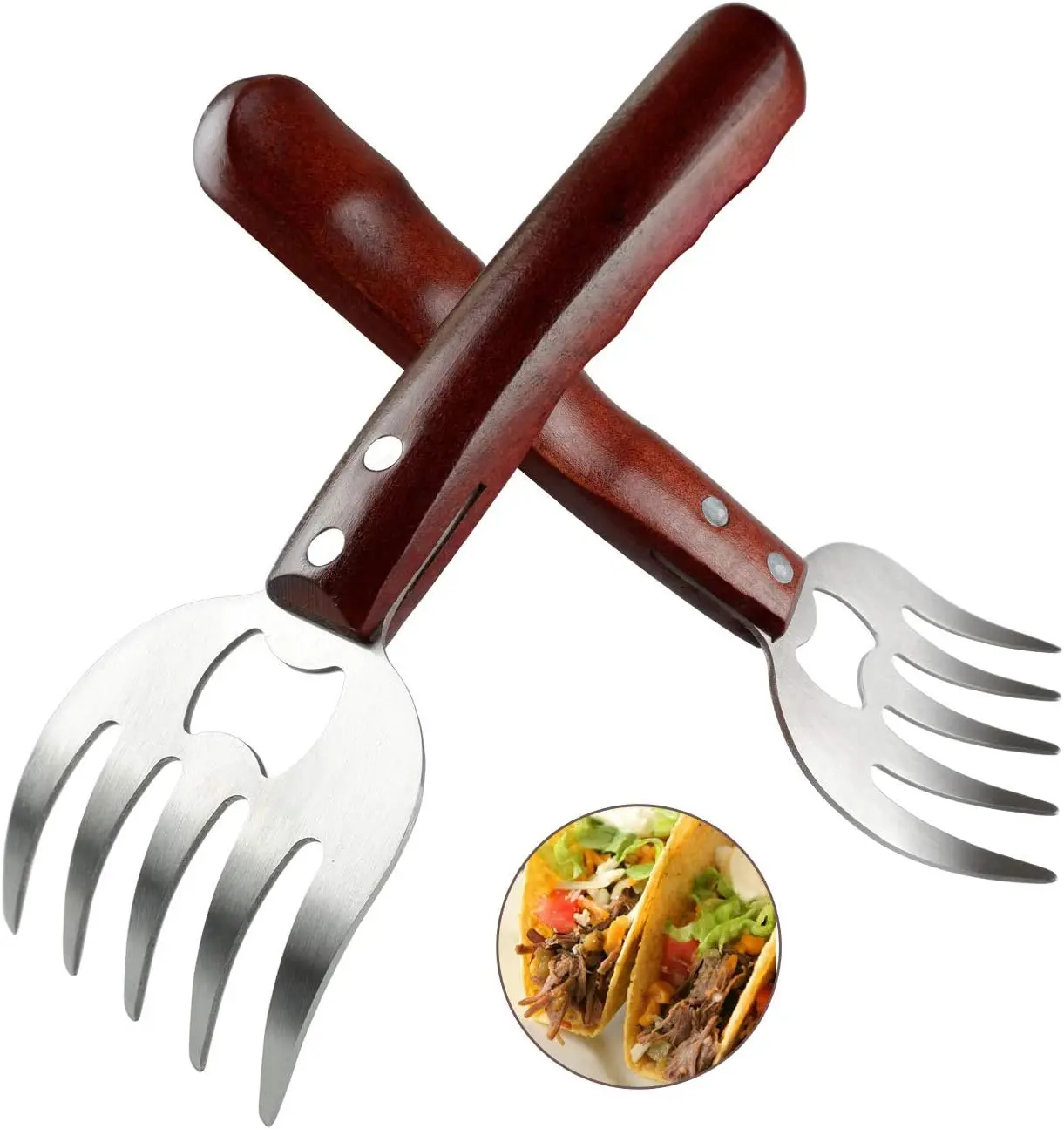 Измельчитель мяса из нержавеющей стали с длинной деревянной ручкой