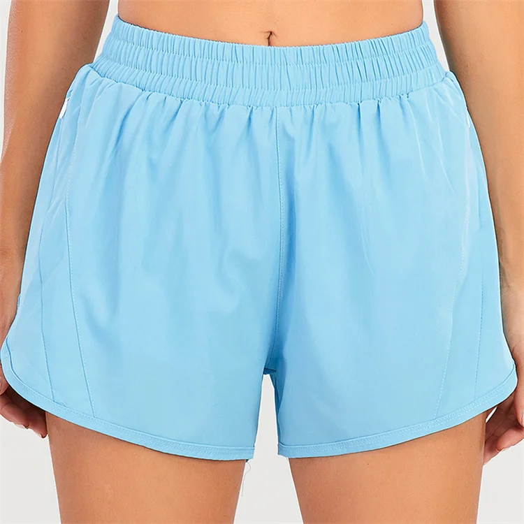 Hot Sale Fitness Running Tight Double Layer Sports Fabric Workout Gym Shorts Pants Women Yoga Shorts with Pocket