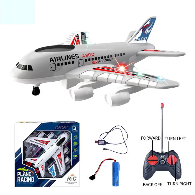 4CH RC plane 1/18 scale air plane toy model with light USB cable for kids blue white