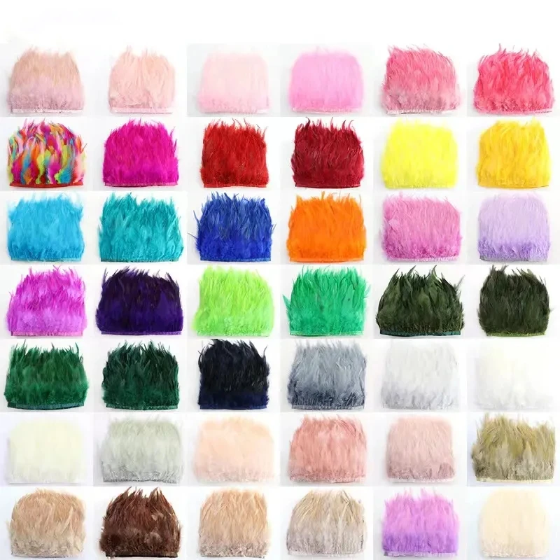 Wholesale High Quality Width 10-12cm Colorful Chicken Cock Feather Trim Strap Fringe Tassel For Women Performing Dress
